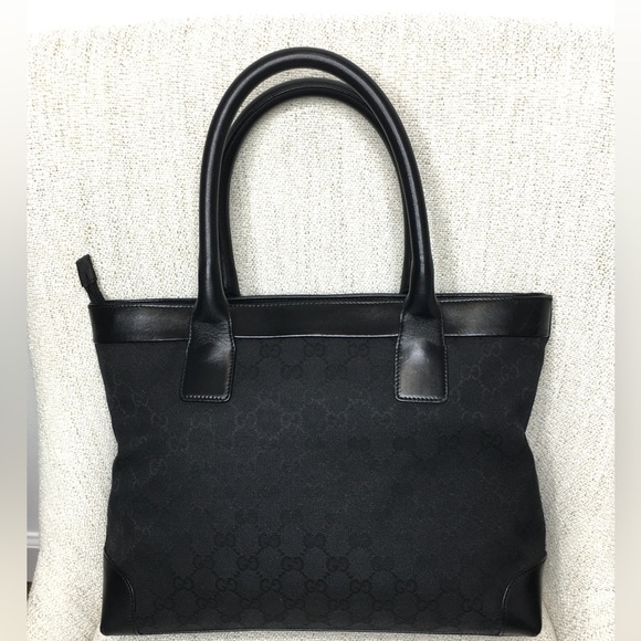 Authentic GUCVI black monogram canvas tote bag - Picture 11 of 16